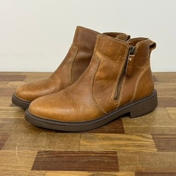 Cougar Womens Chelsea Boots 7 Brown Leather Ankle Zip Chunky Tan Zip Outerwear - Picture 2 of 16